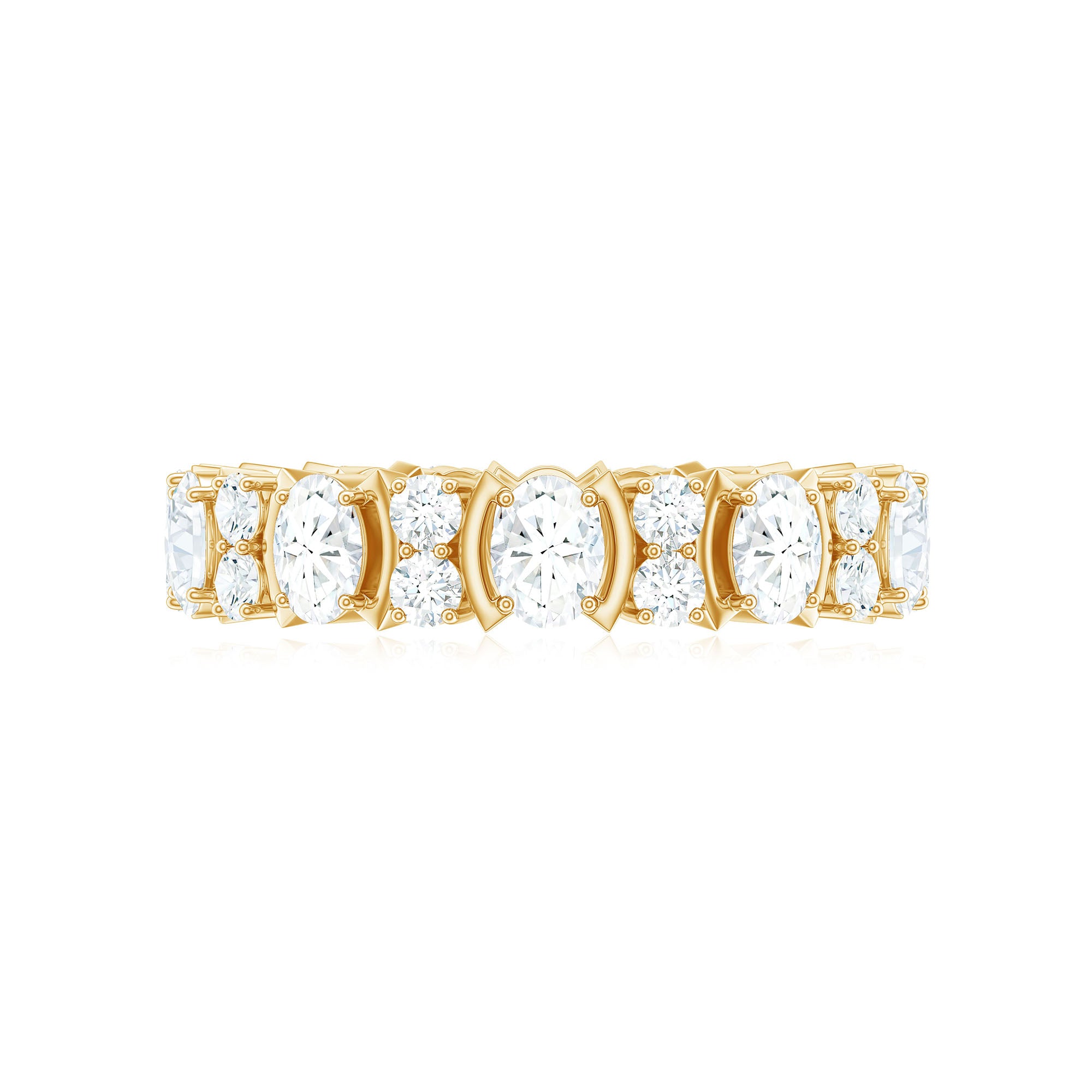 Oval and Round Cut Moissanite Eternity Ring Moissanite - ( D-VS1 ) - Color and Clarity - Rosec Jewels