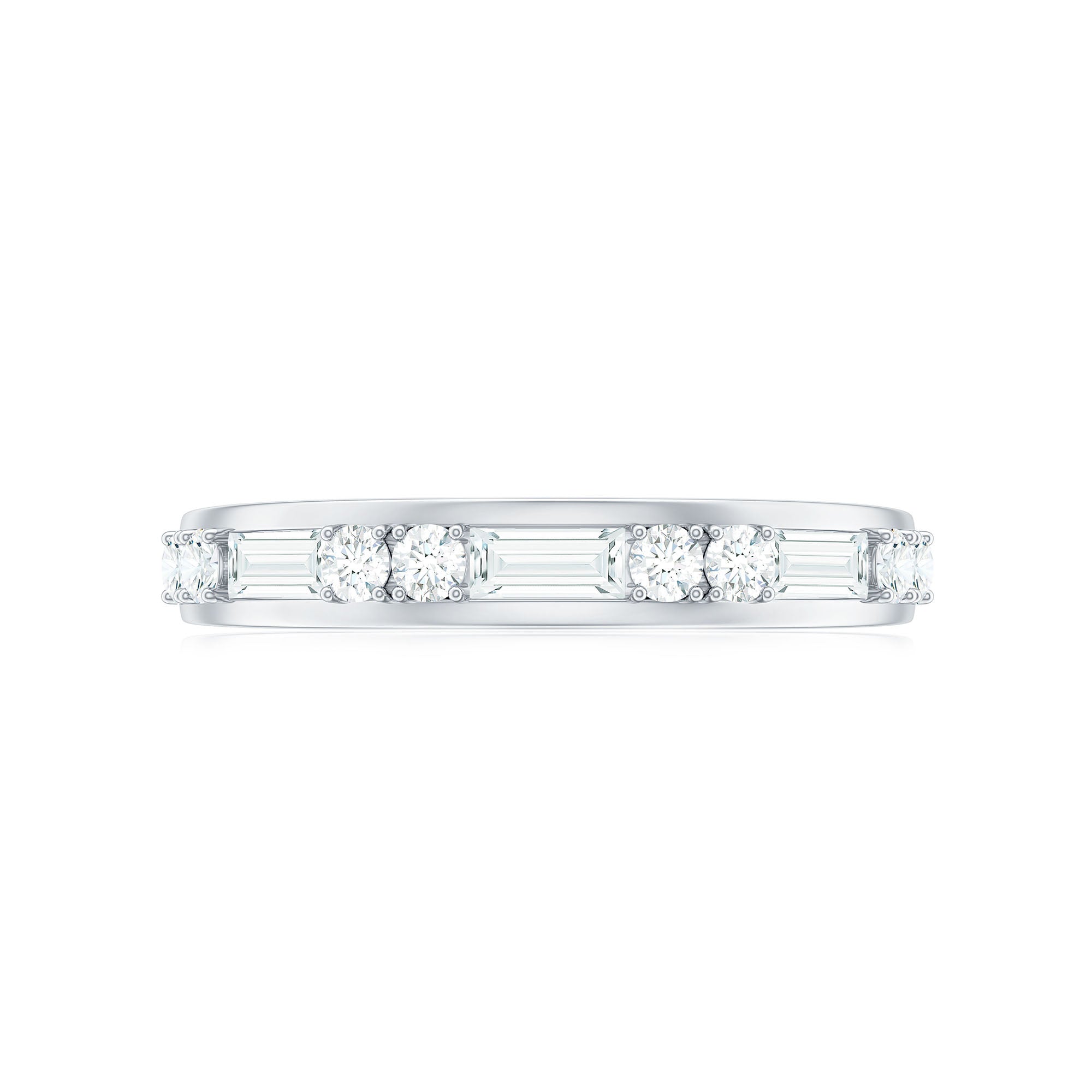 3/4 CT Channel Set Moissanite Half Eternity Band Ring Moissanite - ( D-VS1 ) - Color and Clarity - Rosec Jewels