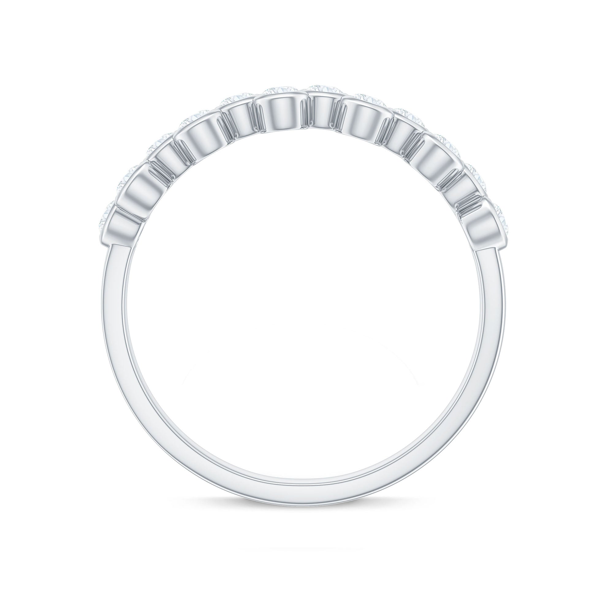 3/4 CT Bezel Set Moissanite Simple Half Eternity Ring Moissanite - ( D-VS1 ) - Color and Clarity - Rosec Jewels