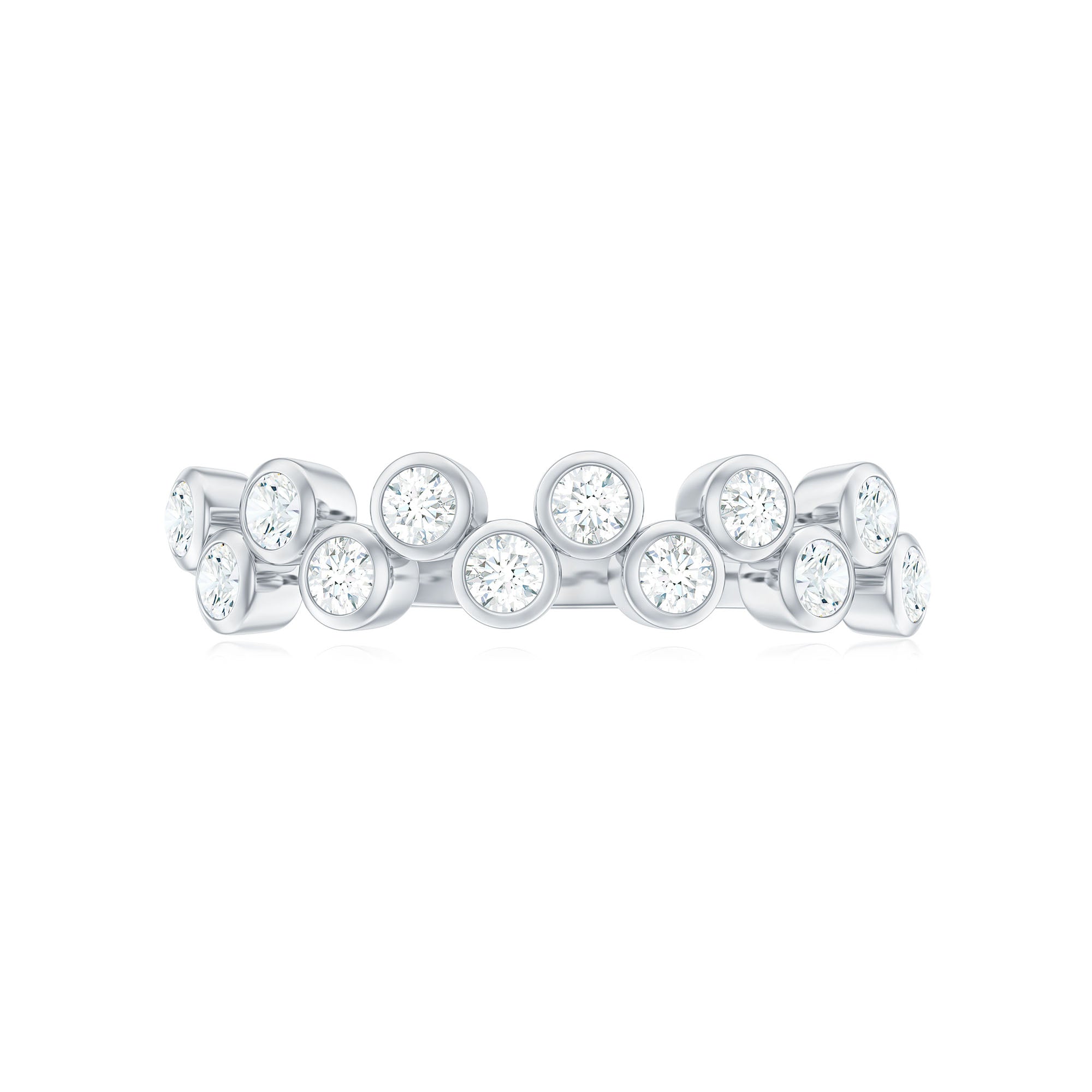 3/4 CT Bezel Set Moissanite Simple Half Eternity Ring Moissanite - ( D-VS1 ) - Color and Clarity - Rosec Jewels