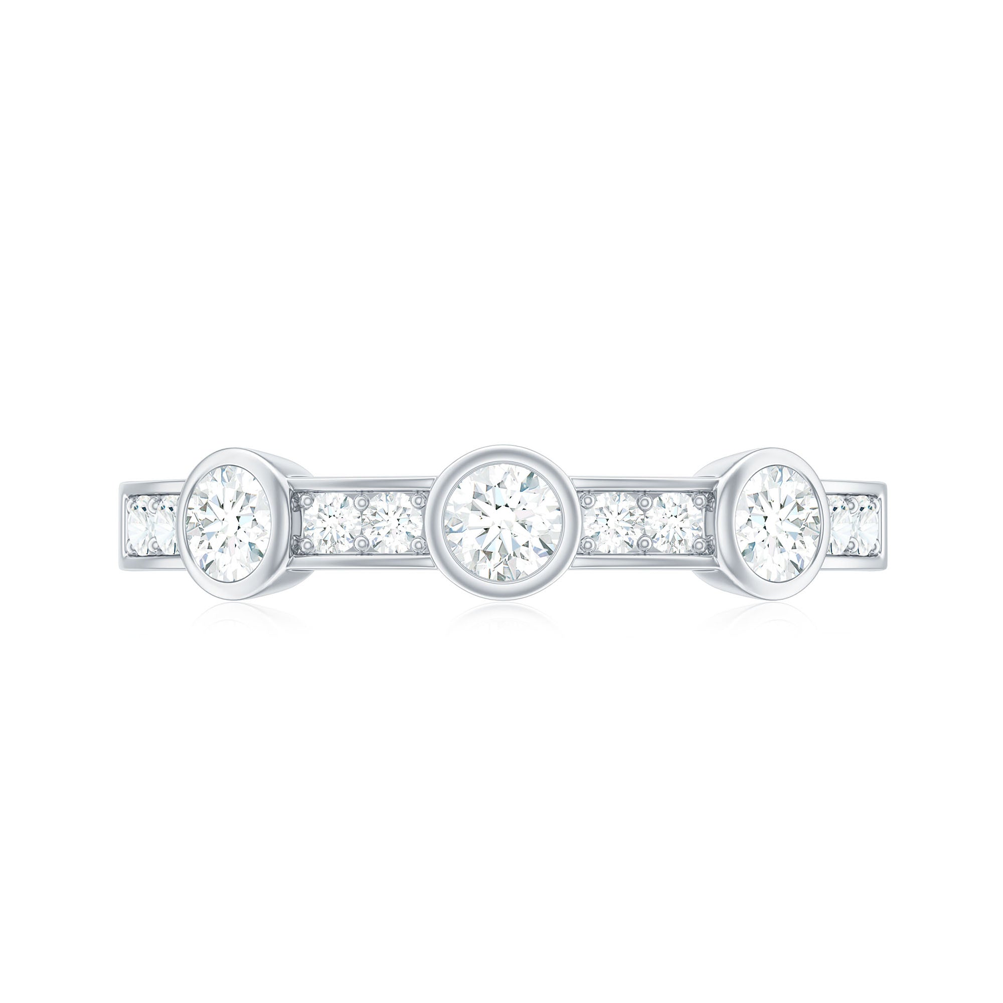 1/2 CT Certified Moissanite Minimal Semi Eternity Ring Moissanite - ( D-VS1 ) - Color and Clarity - Rosec Jewels