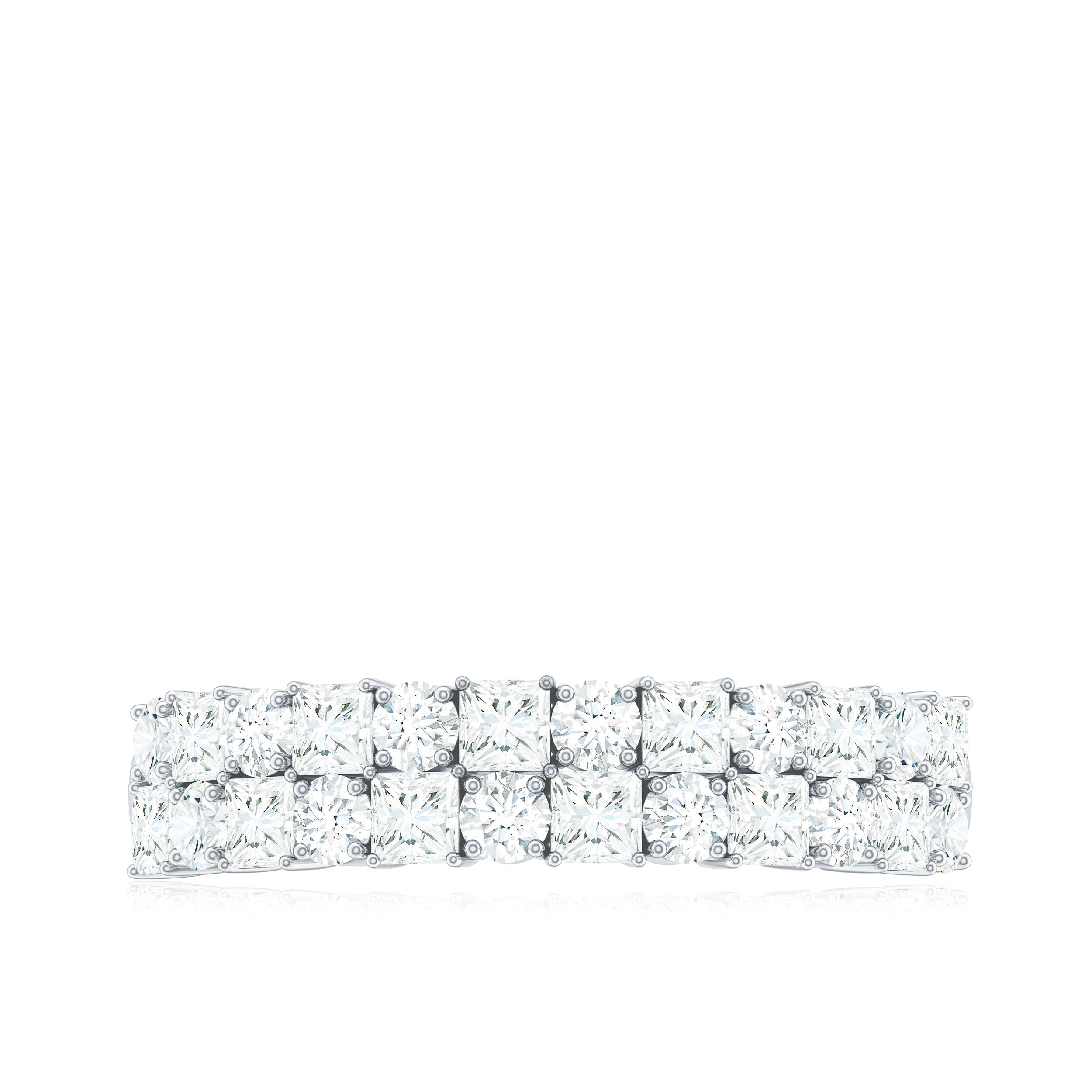 1.50 CT Double Row Moissanite Half Eternity Wedding Band Moissanite - ( D-VS1 ) - Color and Clarity - Rosec Jewels