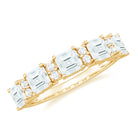 Asscher and Round Cut Moissanite Half Eternity Band Ring Moissanite - ( D-VS1 ) - Color and Clarity - Rosec Jewels