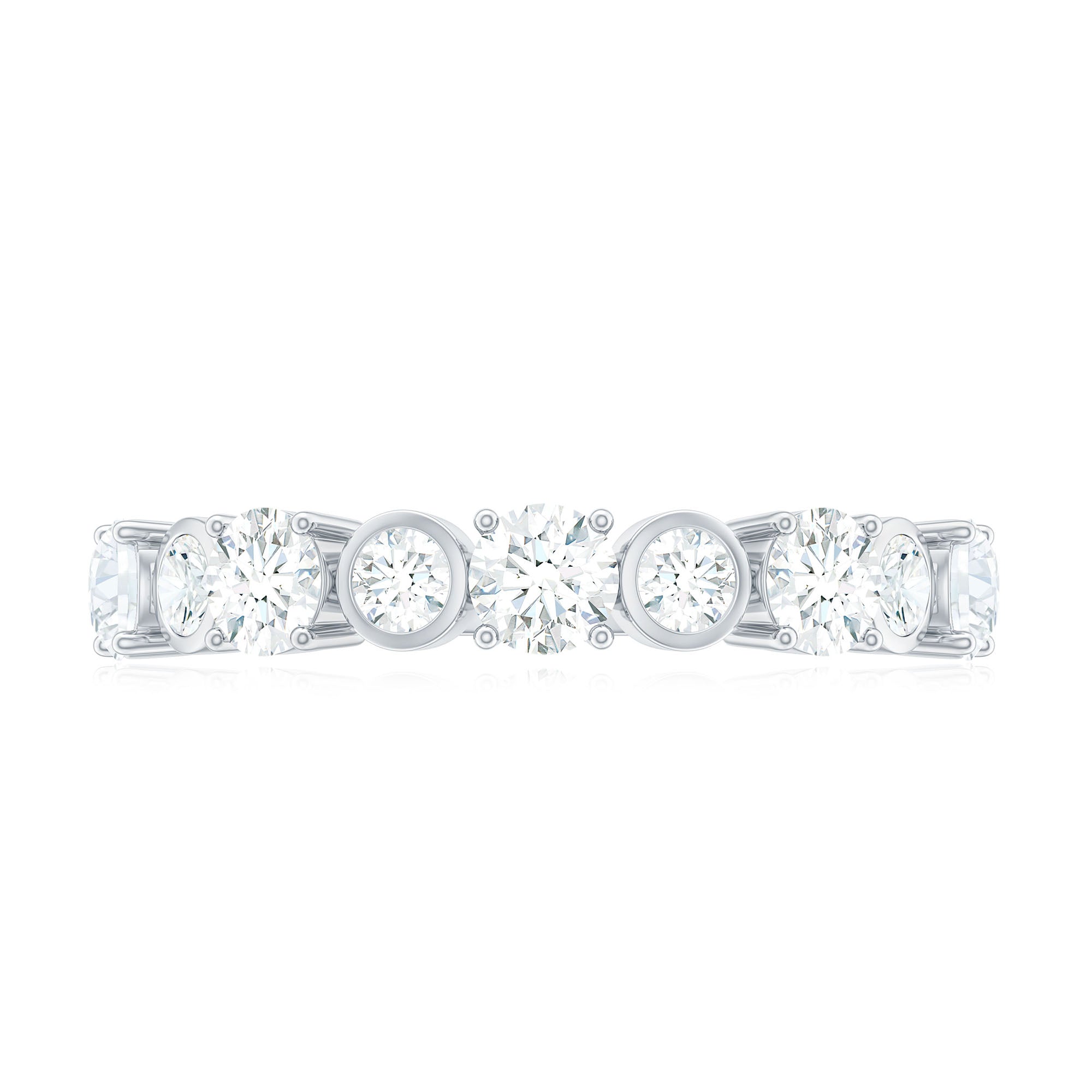 1.25 CT Certified Moissanite Half Eternity Gold Ring Moissanite - ( D-VS1 ) - Color and Clarity - Rosec Jewels