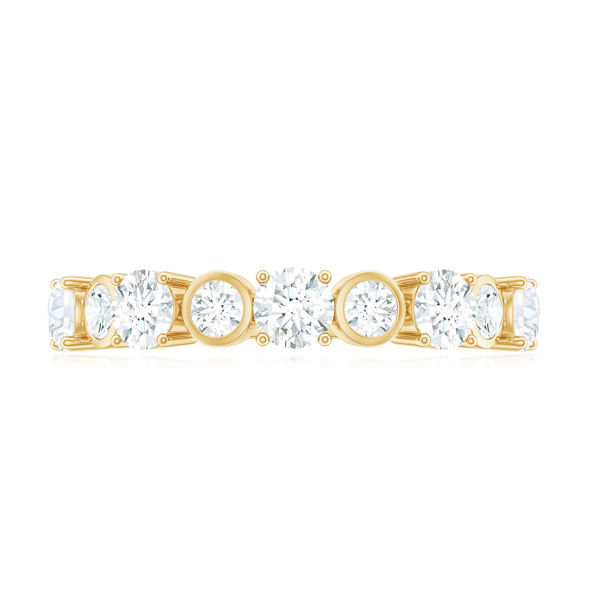 1.25 CT Certified Moissanite Half Eternity Gold Ring Moissanite - ( D-VS1 ) - Color and Clarity - Rosec Jewels