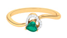 Heart Shape Emerald and Diamond Twisted Promise Ring Emerald - ( AAA ) - Quality - Rosec Jewels