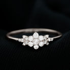 Certified Moissanite Flower Cluster Ring in Gold Moissanite - ( D-VS1 ) - Color and Clarity - Rosec Jewels