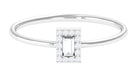 Dainty Promise Ring with Baguette Cut Moissanite in Gold Moissanite - ( D-VS1 ) - Color and Clarity - Rosec Jewels