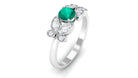 Round Emerald Butterfly Engagement Ring with Diamond Emerald - ( AAA ) - Quality - Rosec Jewels