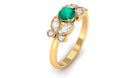 Round Emerald Butterfly Engagement Ring with Diamond Emerald - ( AAA ) - Quality - Rosec Jewels