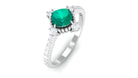 1 CT Antique Style Emerald and Diamond Engagement Ring Emerald - ( AAA ) - Quality - Rosec Jewels