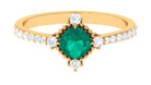 1 CT Antique Style Emerald and Diamond Engagement Ring Emerald - ( AAA ) - Quality - Rosec Jewels