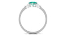 1 CT Cushion shape Emerald Solitaire Ring with Diamond Trio Emerald - ( AAA ) - Quality - Rosec Jewels