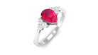 Claw Set Ruby Pear Solitaire Ring with Diamond Trio Ruby - ( AAA ) - Quality - Rosec Jewels