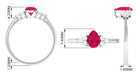 Claw Set Ruby Pear Solitaire Ring with Diamond Trio Ruby - ( AAA ) - Quality - Rosec Jewels