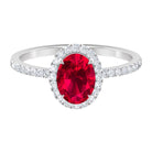 2 CT Oval Cut Ruby Cocktail Engagement Ring with Diamond Accent Ruby - ( AAA ) - Quality - Rosec Jewels