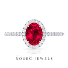 2 CT Oval Cut Ruby Cocktail Engagement Ring with Diamond Accent Ruby - ( AAA ) - Quality - Rosec Jewels