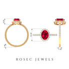 2 CT Oval Cut Ruby Cocktail Engagement Ring with Diamond Accent Ruby - ( AAA ) - Quality - Rosec Jewels