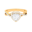 Heart Shape Moissanite Crossover Engagement Ring in Gold Moissanite - ( D-VS1 ) - Color and Clarity - Rosec Jewels