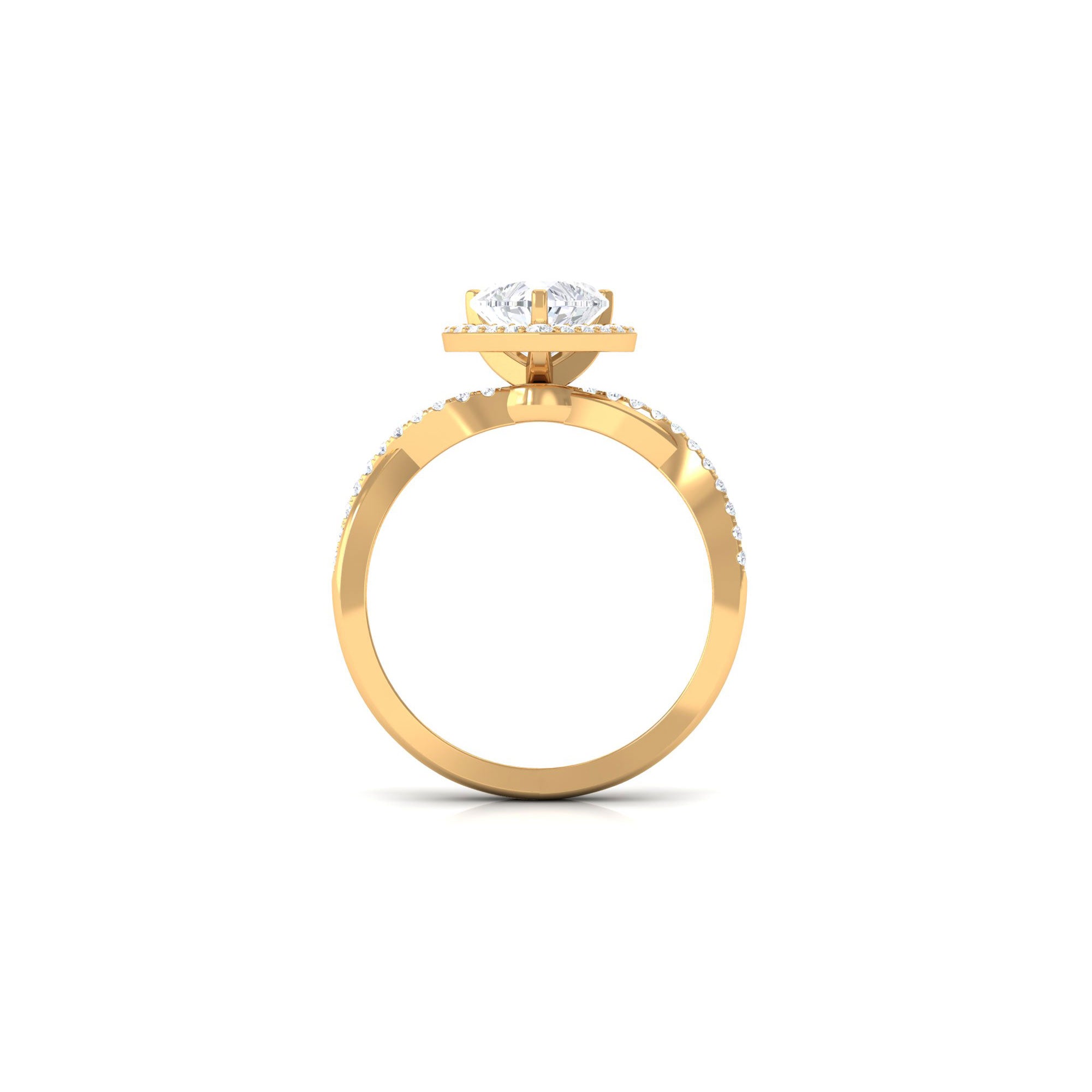 Heart Shape Moissanite Crossover Engagement Ring in Gold Moissanite - ( D-VS1 ) - Color and Clarity - Rosec Jewels