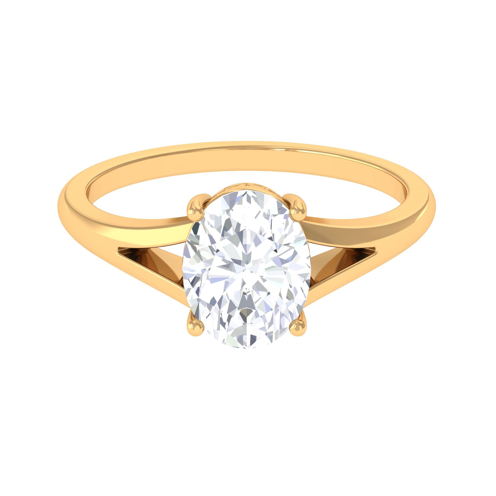 2.25 CT Solitaire Moissanite Split Shank Oval Engagement Ring Moissanite - ( D-VS1 ) - Color and Clarity - Rosec Jewels