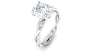 Oval Shape Moissanite Solitaire Engagement Ring with Braided Shank Moissanite - ( D-VS1 ) - Color and Clarity - Rosec Jewels