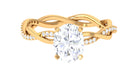 Oval Shape Moissanite Solitaire Engagement Ring with Braided Shank Moissanite - ( D-VS1 ) - Color and Clarity - Rosec Jewels