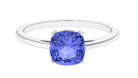 Cushion Cut Tanzanite Solitaire Ring in Prong Setting Tanzanite - ( AAA ) - Quality - Rosec Jewels