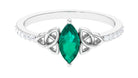 1 CT Marquise Emerald Solitaire Celtic Knot Ring with Diamond Emerald - ( AAA ) - Quality - Rosec Jewels