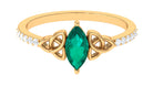 1 CT Marquise Emerald Solitaire Celtic Knot Ring with Diamond Emerald - ( AAA ) - Quality - Rosec Jewels