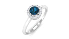 1/4 CT London Blue Topaz and Diamond Halo Promise Ring London Blue Topaz - ( AAA ) - Quality - Rosec Jewels