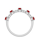 Lab Grown Ruby and Diamond Half Eternity Ring Lab Created Ruby - ( AAAA ) - Quality - Rosec Jewels