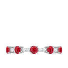 Lab Grown Ruby and Diamond Half Eternity Ring Lab Created Ruby - ( AAAA ) - Quality - Rosec Jewels