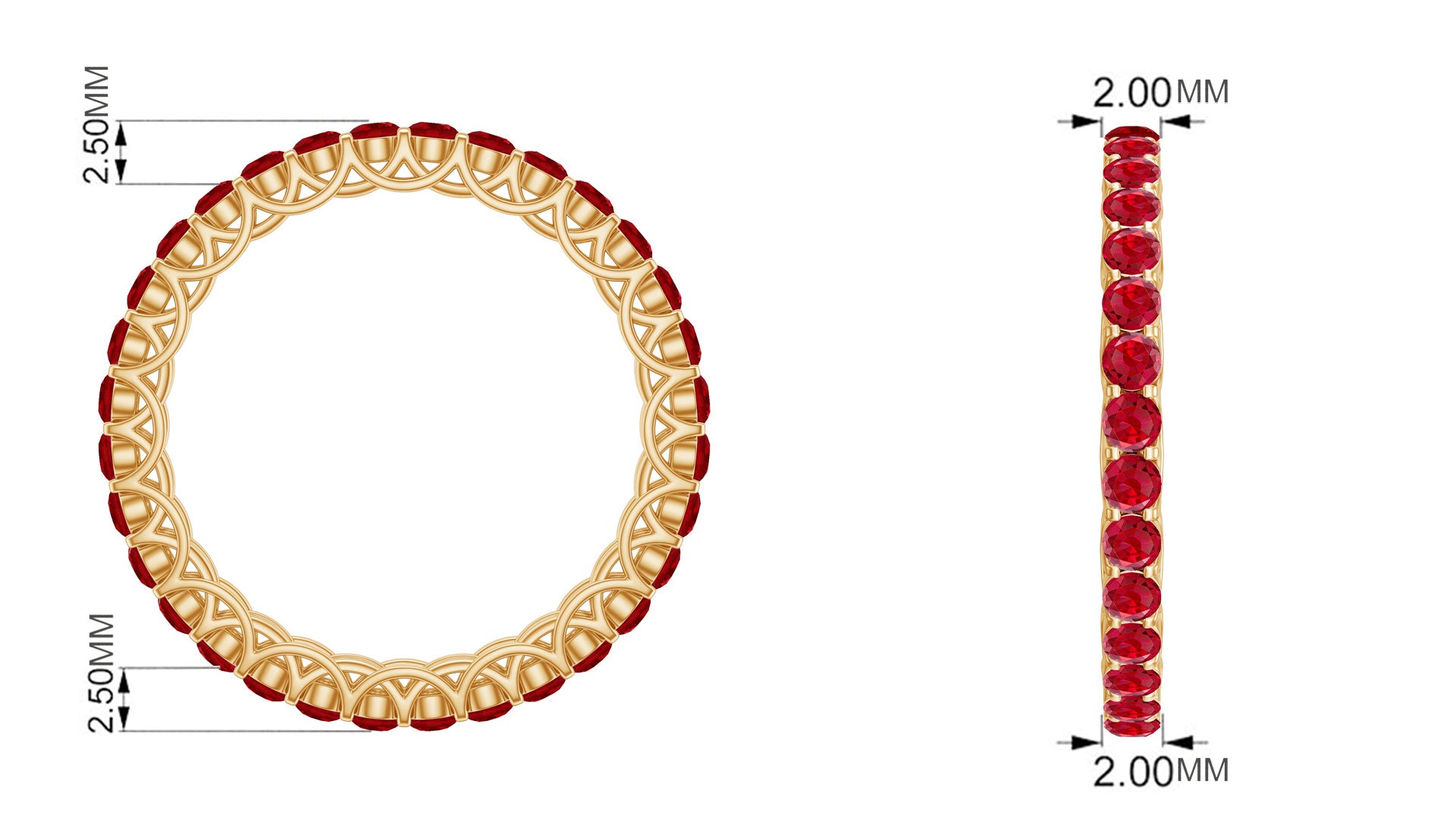 1.5 CT Lab Created Ruby Full Eternity Ring in Trellis Setting Lab Created Ruby - ( AAAA ) - Quality - Rosec Jewels