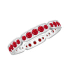 1 CT Created Ruby Eternity Band Ring with Gold Milgrain Details Lab Created Ruby - ( AAAA ) - Quality - Rosec Jewels