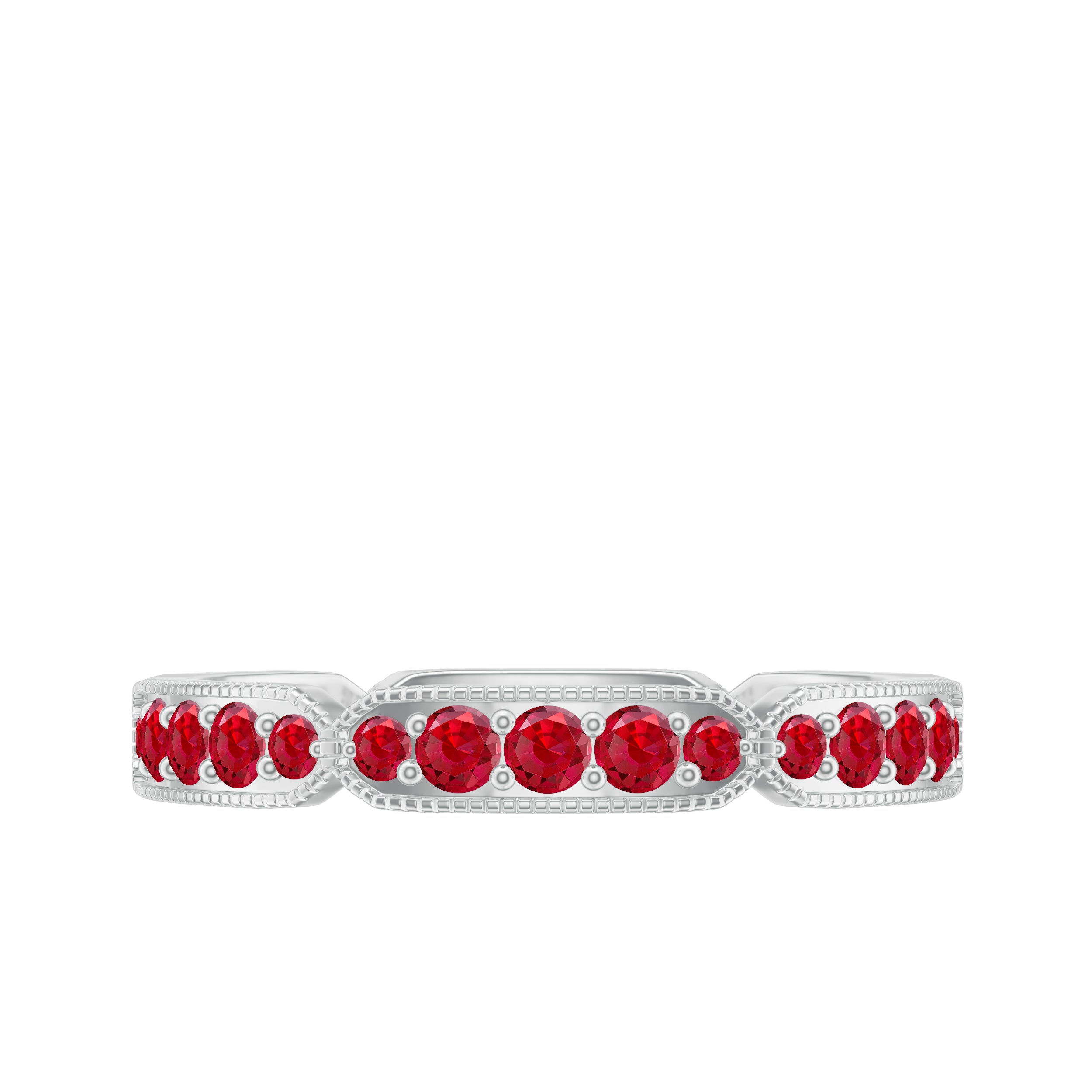 1 CT Created Ruby Eternity Band Ring with Gold Milgrain Details Lab Created Ruby - ( AAAA ) - Quality - Rosec Jewels