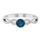 1 CT Round Shape London Blue Topaz and Diamond Criss Cross Ring London Blue Topaz - ( AAA ) - Quality - Rosec Jewels