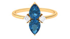 London Blue Topaz Two Stone Ring with Moissanite Stones London Blue Topaz - ( AAA ) - Quality - Rosec Jewels