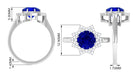 3.25 CT Created Blue Sapphire Star Shape Engagement Ring with Diamond Lab Created Blue Sapphire - ( AAAA ) - Quality - Rosec Jewels