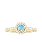 0.75 CT Aquamarine and Diamond Halo Engagement Ring Aquamarine - ( AAA ) - Quality - Rosec Jewels