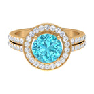 Swiss Blue Topaz Engagement Ring with Moissanite Accent Swiss Blue Topaz - ( AAA ) - Quality - Rosec Jewels