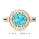 Swiss Blue Topaz Engagement Ring with Moissanite Accent Swiss Blue Topaz - ( AAA ) - Quality - Rosec Jewels