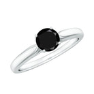 1/2 CT Cathedral Solitaire Ring with Black Diamond Black Diamond - ( AAA ) - Quality - Rosec Jewels