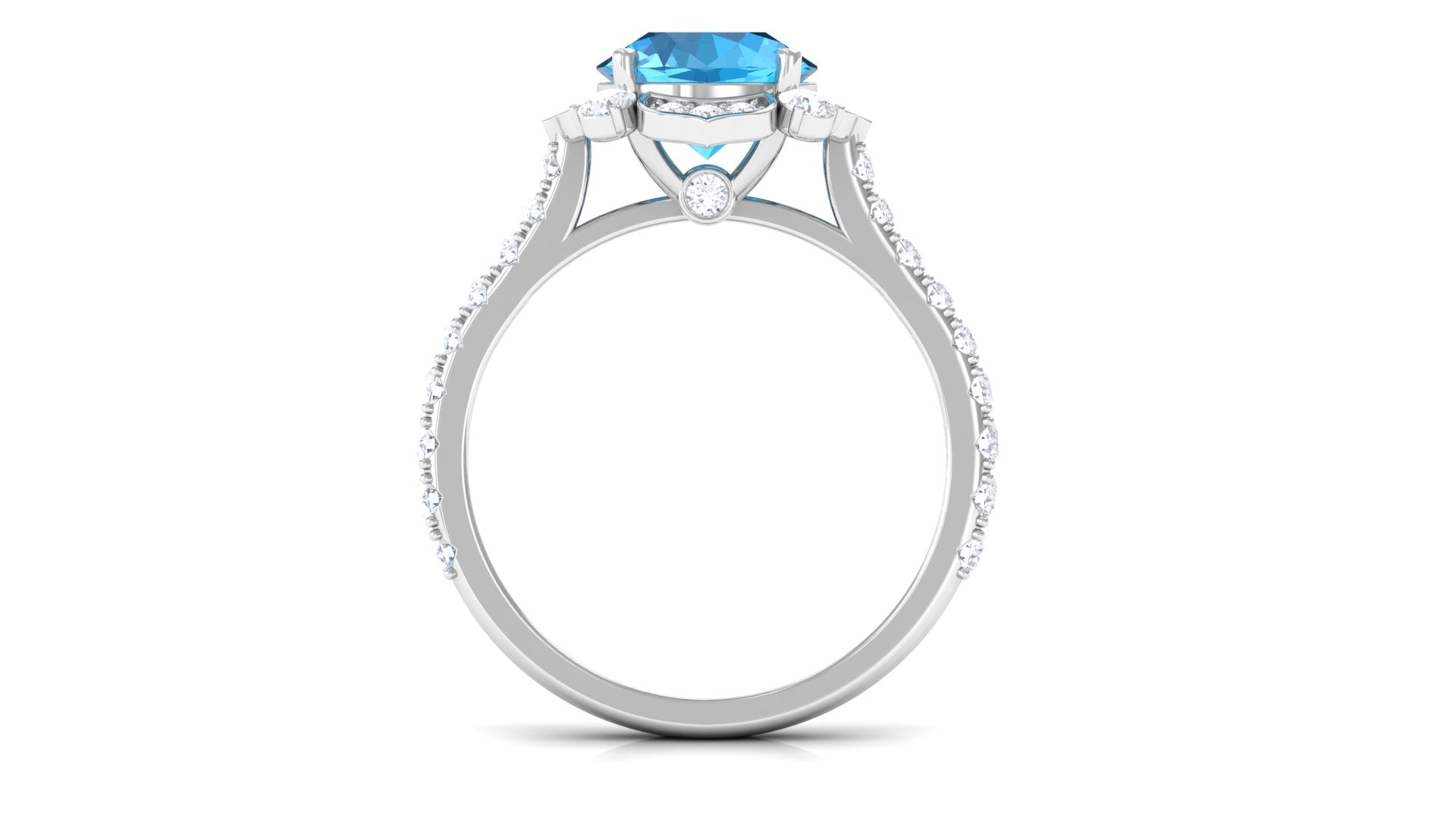 3 CT Swiss Blue Topaz and Moissanite Floral Engagement Ring for Her Swiss Blue Topaz - ( AAA ) - Quality - Rosec Jewels