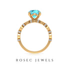 2.50 CT Solitaire Swiss Blue Topaz Engagement Ring with Diamond Swiss Blue Topaz - ( AAA ) - Quality - Rosec Jewels