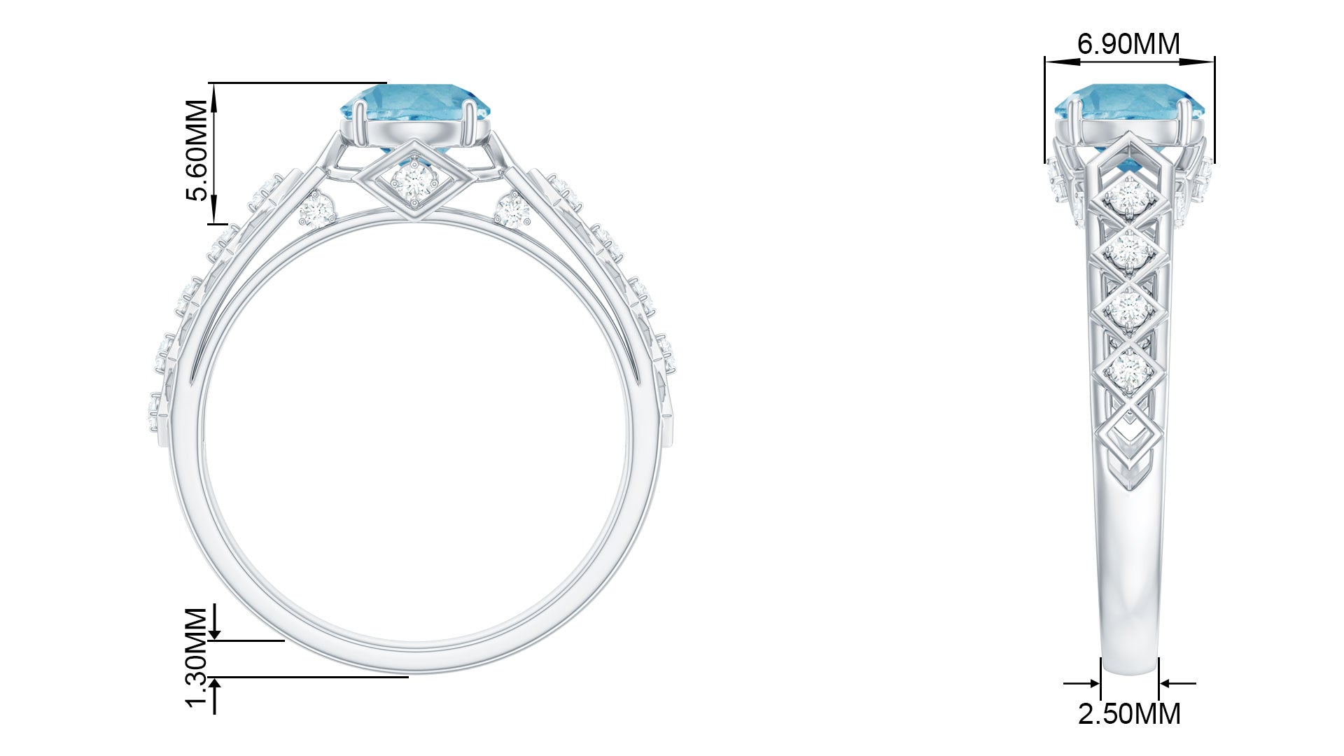 1.25 CT Round Swiss Blue Topaz Vintage Ring with Diamond Accent Swiss Blue Topaz - ( AAA ) - Quality - Rosec Jewels