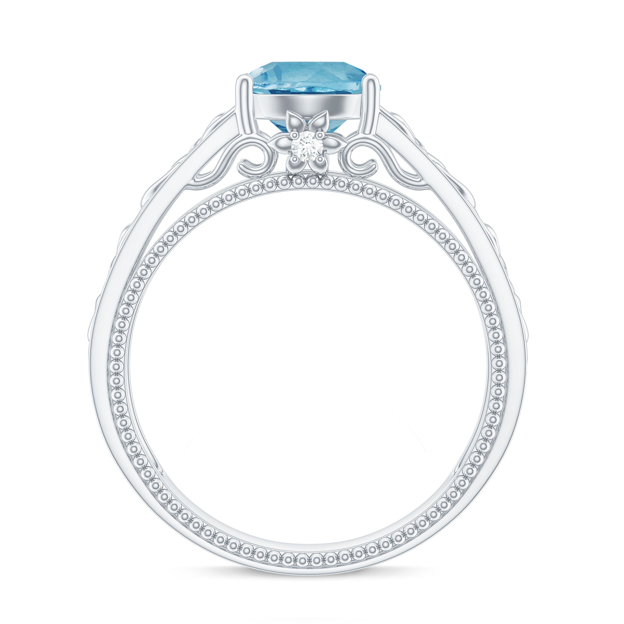 1.50 CT Swiss Blue Topaz Celtic Solitaire Band with Diamond Swiss Blue Topaz - ( AAA ) - Quality - Rosec Jewels