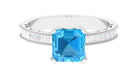 2.75 CT Milgrain Swiss Blue Topaz Engagement Ring with Diamond Side Stones Swiss Blue Topaz - ( AAA ) - Quality - Rosec Jewels