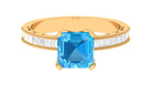 2.75 CT Milgrain Swiss Blue Topaz Engagement Ring with Diamond Side Stones Swiss Blue Topaz - ( AAA ) - Quality - Rosec Jewels