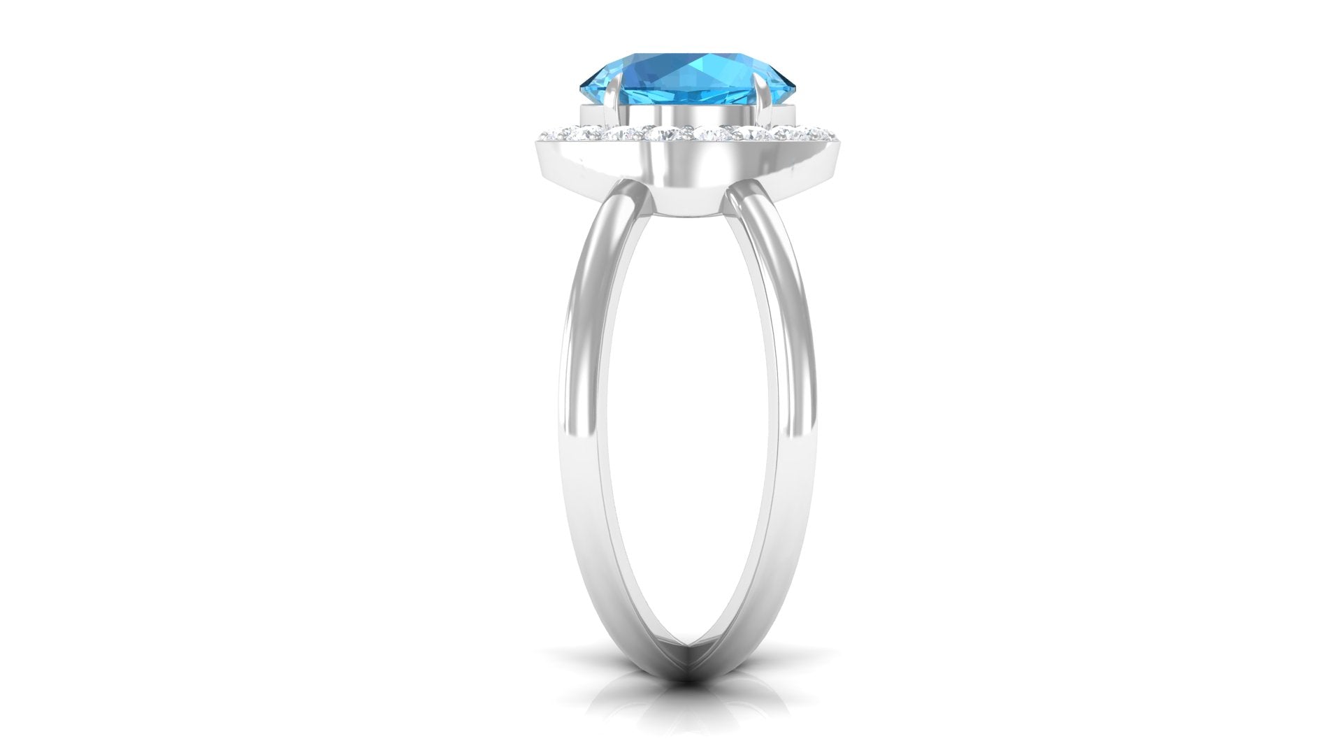 2.50 CT Swiss Blue Topaz Solitaire and Diamond Split Shank Ring Swiss Blue Topaz - ( AAA ) - Quality - Rosec Jewels